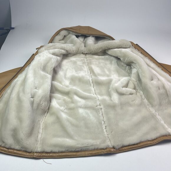 Wilsons Leather Penny Lane Belted Jacket S Y2K Coat Faux Fur Hood Cabincore Boho - Picture 14 of 16